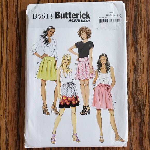 10s Butterick Pattern B5613 Uncut Short Above Knee Flare Skirt Sz 6 8 10 12 - Picture 2 of 3